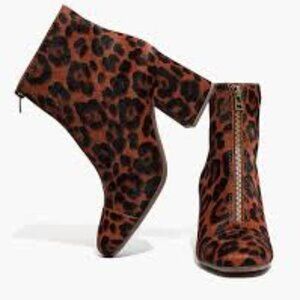 NWT Madewell Amalia Zip Boot Leopard Calf Hair 8